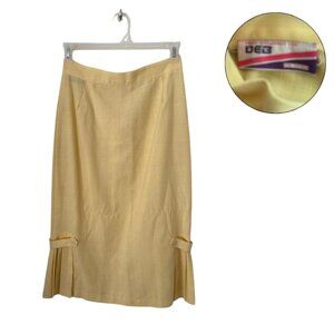 Vintage DEB Yellow Pleated Midi Skirt Women’s Size 10